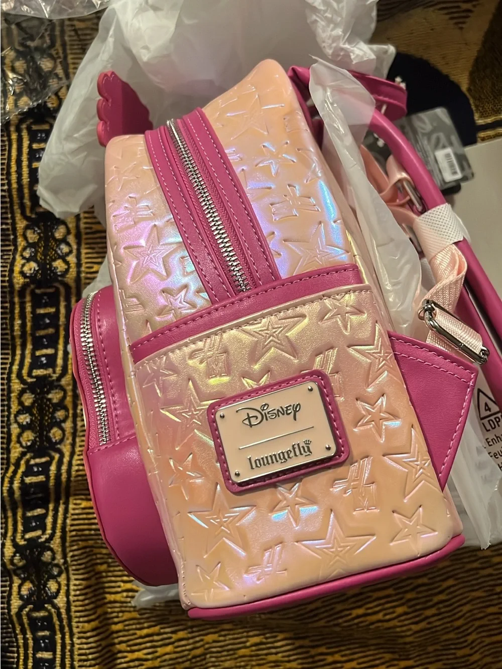 Loungefly Pink Star-Embossed Mini Backpack